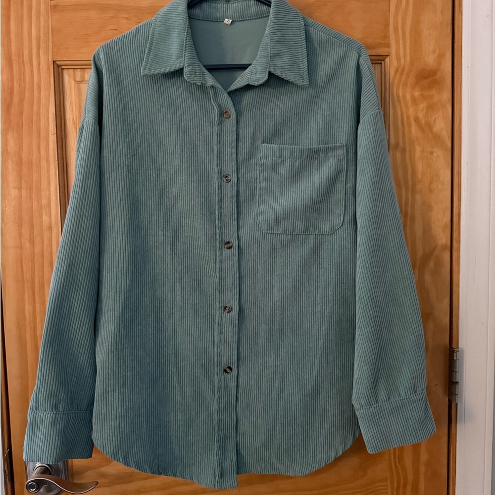 Sage Corduroy Oversized Shirt